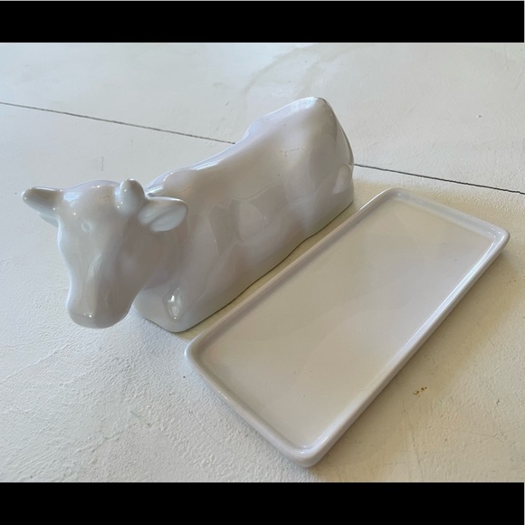 Cow Butter Dish White Ceramic - Picture 5 of 5